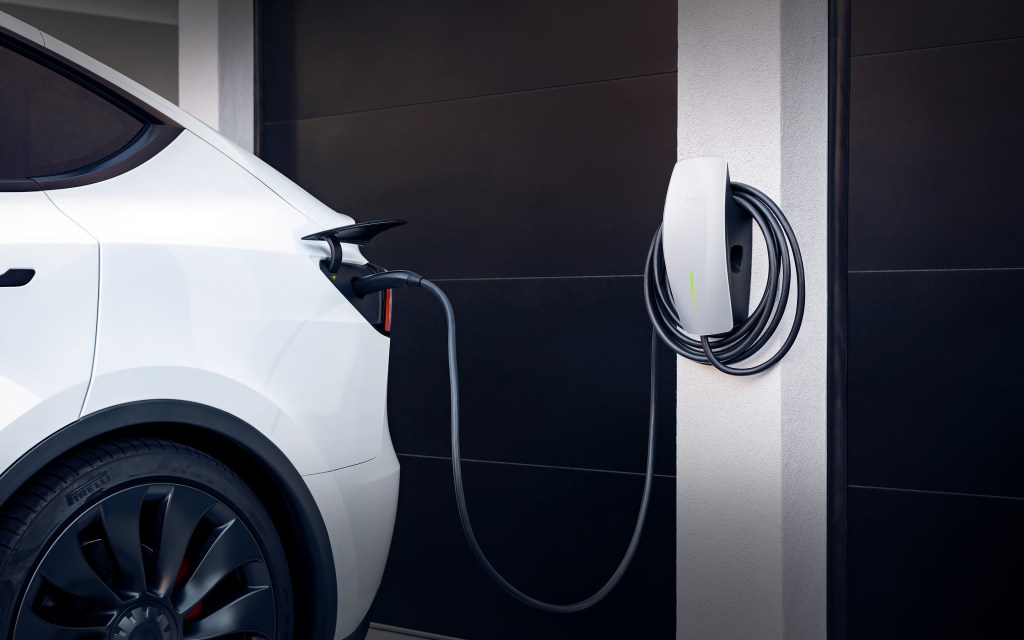 Tesla Wall Connector installed in a home garage