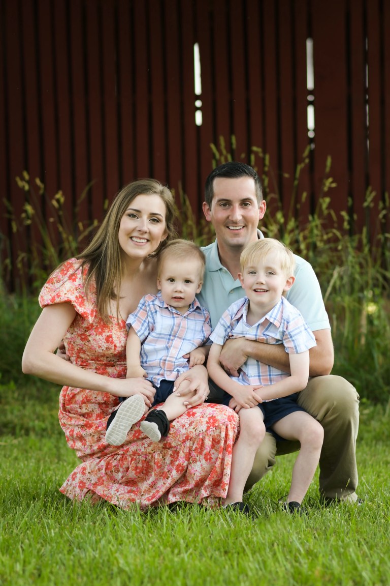 Family photo of Ceanne Fusting, Stephen Fusting, and their two young sons